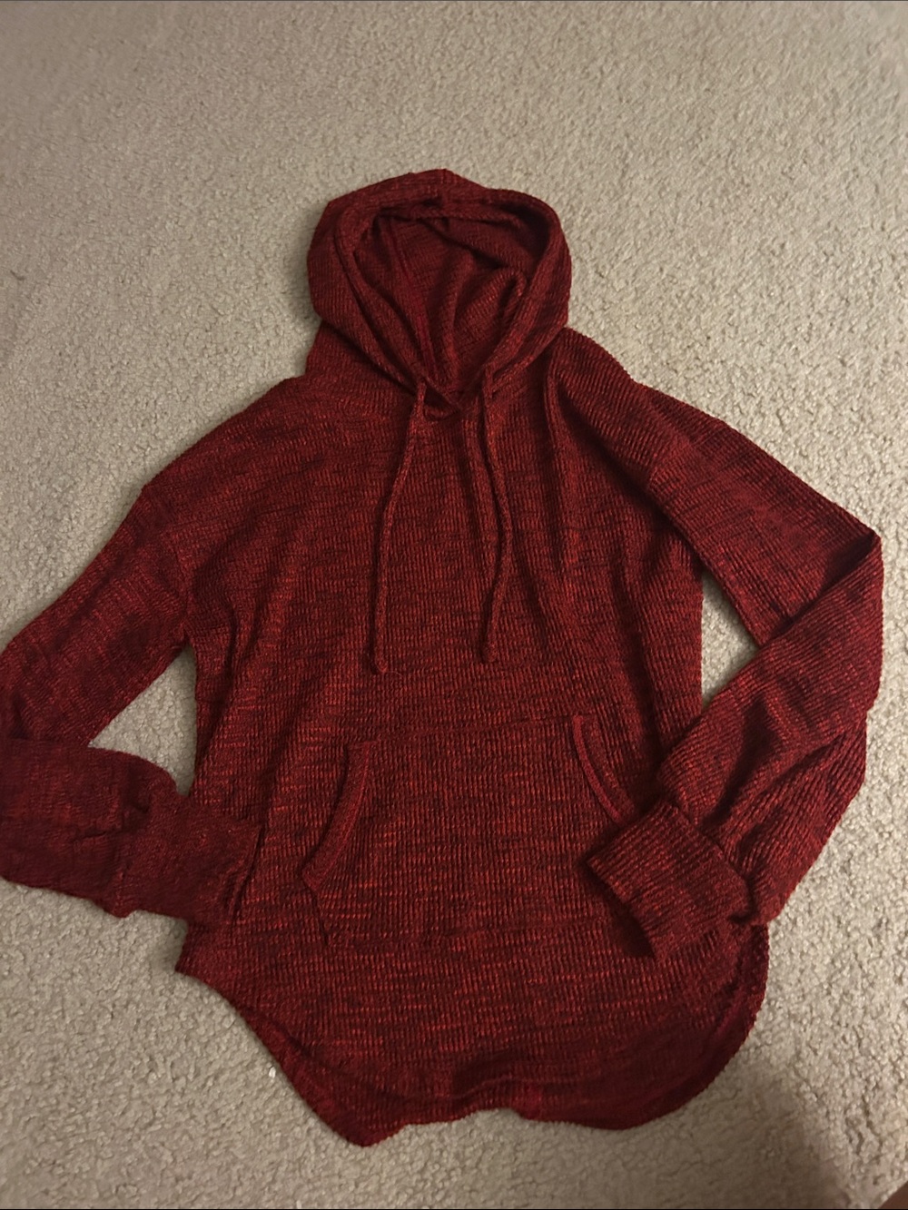 SO youth small dark red knit hooded sweatshirt